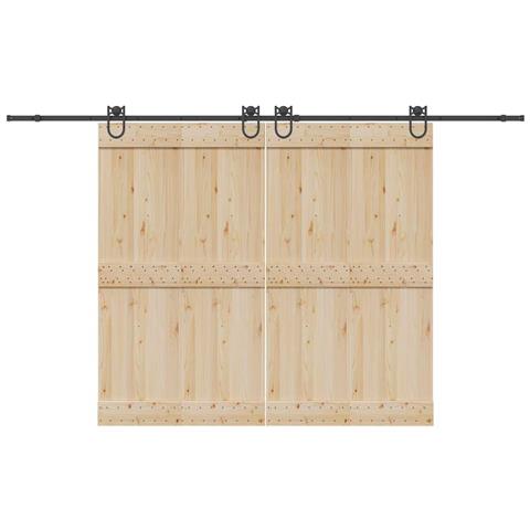 Kit di Binari per Porte Scorrevoli 366 cm Acciaio Nero - Foto 2