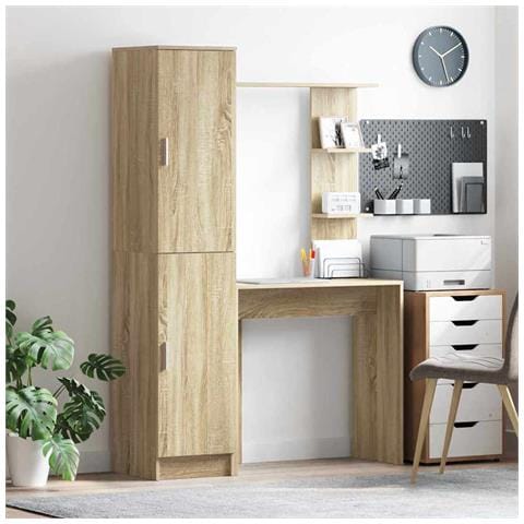 Scrivania con Spazio di Archiviazione 2 pcs Rovere Sonoma - Foto 2