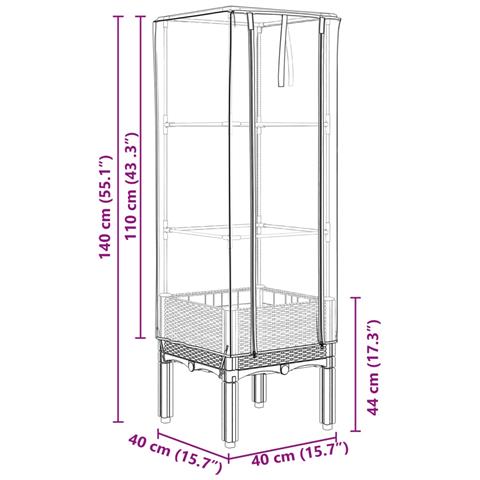 Letto Rialzato con Copertura Serra Effetto Rattan 40x40x140 cm - Foto 9