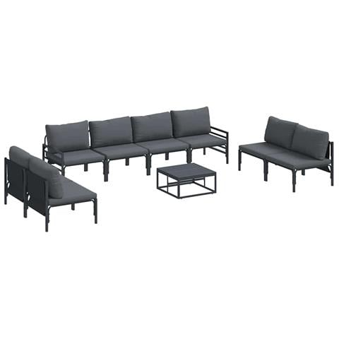 Set Divano da Giardino 9 pcs Antracite Acciaio - Foto 1