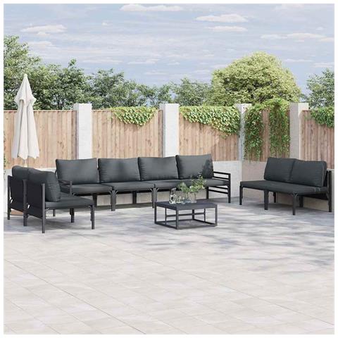 Set Divano da Giardino 9 pcs Antracite Acciaio - Foto 2