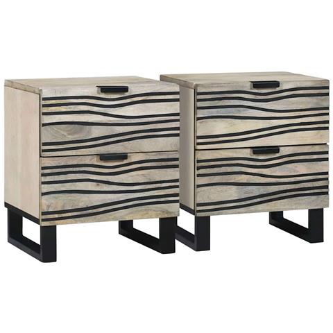 Armadio da Notte 2 pcs Bianco e nero 40 x 33 x 46 cm - Foto 1