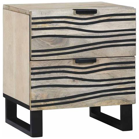 Armadio da Notte 2 pcs Bianco e nero 40 x 33 x 46 cm - Foto 2