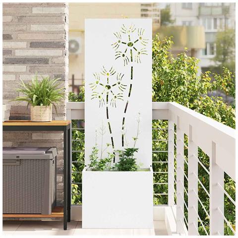 Vaso da Giardino con Pannello Decorativo Bianco 50 x 140 cm - Foto 2