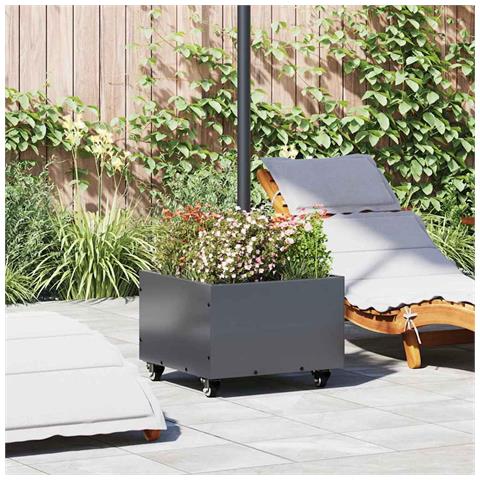 Base per Parasol con Vaso Antracite 45 x 45 x 45 cm Acciaio - Foto 2