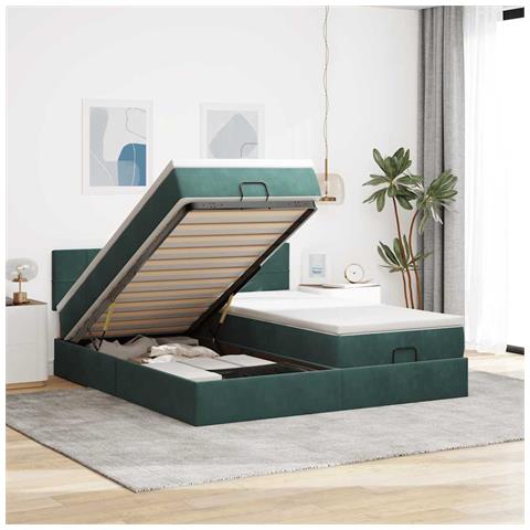 Struttura Letto Pouf con Materassi 160x200 cm Velluto - Foto 2