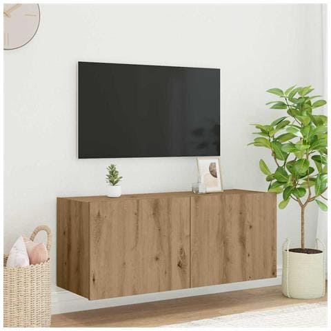 Mobile TV da parete Rovere artigianale 100 x 35 x 41 cm - Foto 2
