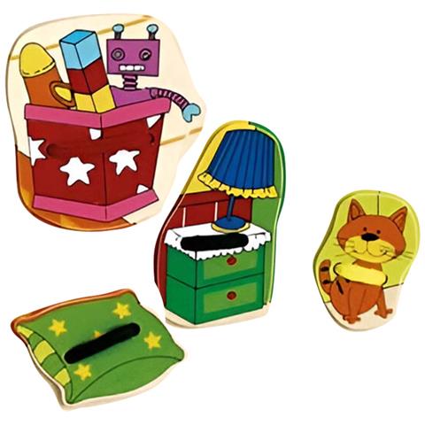 Set Di Lacci Educativi In Legno Per Camera Dei Bambini 22x22 Cm, Multicolore - Foto 2