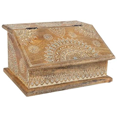 Portagioie In Legno Dipinto A Mano Marrone 24x20x12,5h Cm - Foto 1