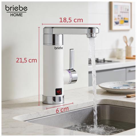 Ih1203 Rubinetto Elettrico Con Scaldabagno Istantaneo, Acqua Calda Subito Display 3600w Bianco - Foto 8