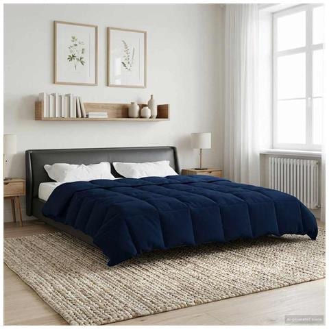 Duvet Invernale Trapuntato Blu Scuro 200 x 220 cm Microfibra - Foto 2