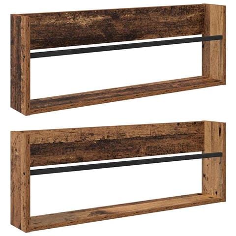 Scaffale per riviste 2 pcs Legno vecchio 80 x 12 x 30 cm - Foto 1