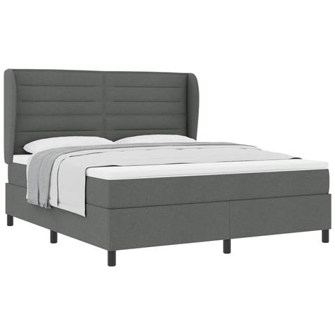 Letto a molle con materasso Grigio scuro 180 x 200 cm Tessuto - Foto 1