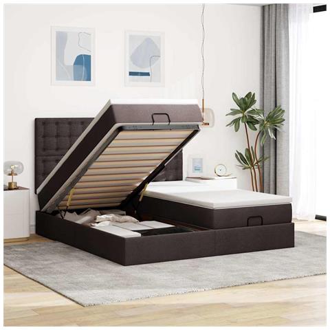Struttura Letto Pouf con Materassi 160x200 cm in Tessuto - Foto 2