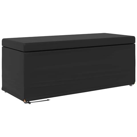 Pouf Nero Pelle Sintetica e Legno Ingegnerizzato - Foto 1