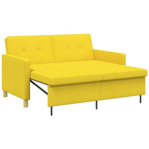 Divano Letto Estraibile Giallo Chiaro Tessuto - Foto 1