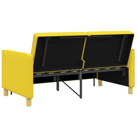 Divano Letto Estraibile Giallo Chiaro Tessuto - Foto 9