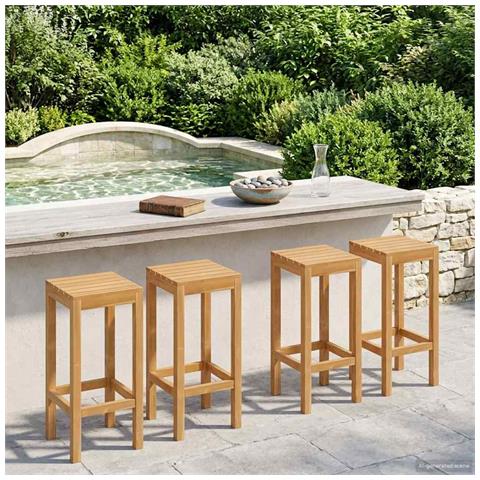 Sgabello da bar 4 pcs Naturale 35 x 35 x 75 cm - Foto 2