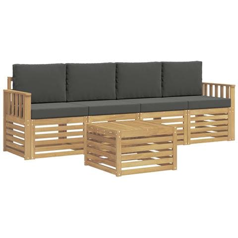 Set di divani da esterno 5 pcs Bianco e Antracite Poliestere - Foto 1