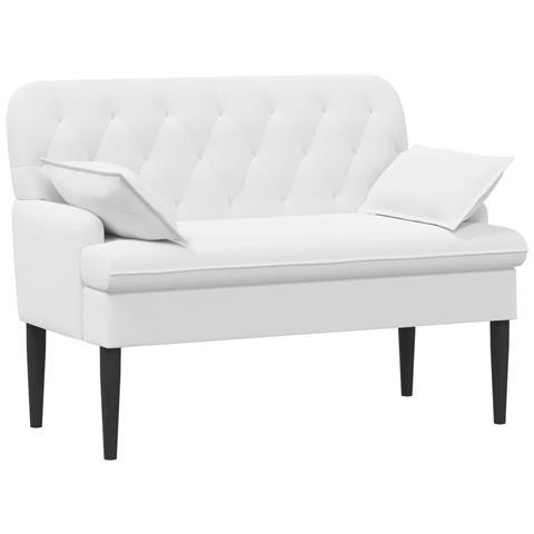 Loveseat con bottoni imbottiti Bianco 111 x 68 x 80 cm Tessuto - Foto 1