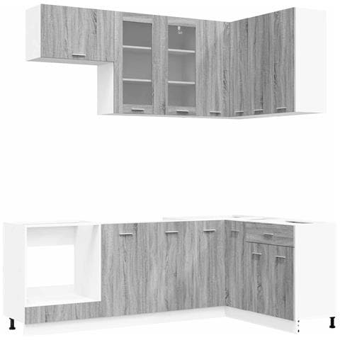 Unità Cucina LYON 8 pz Sonoma grigio Legno ingegnerizzato - Foto 1