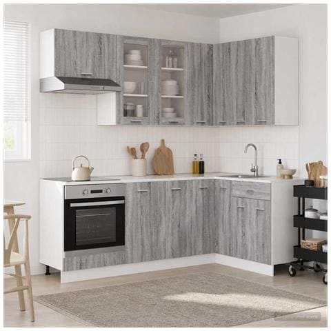 Unità Cucina LYON 8 pz Sonoma grigio Legno ingegnerizzato - Foto 2