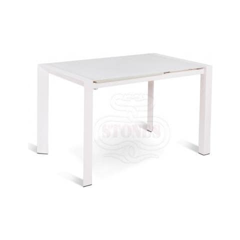 Tavolo Allungabile Top In Vetro Acidato Struttura Metallo Bianco Pixel Om 189 Bi - Foto 1