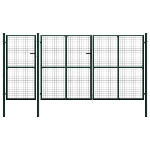 Cancello Per Giardino In Acciaio 400x150 Cm Verde - Foto 1
