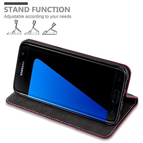 Custodia Compatibile Con Samsung Galaxy S7 Edge In Rosso Nero - Coperchio Protettiva Con Chiusura Magnetica, Funzione Stand E Tasca Per Le Carte - Foto 2