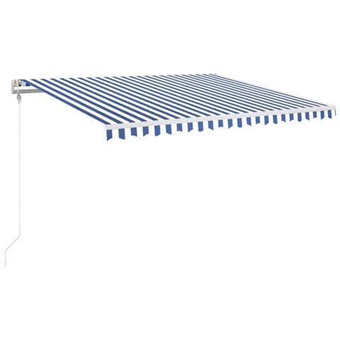 Tenda Automatica con Sensore Vento e LED 400x350 cm Blu Bianca - Foto 1