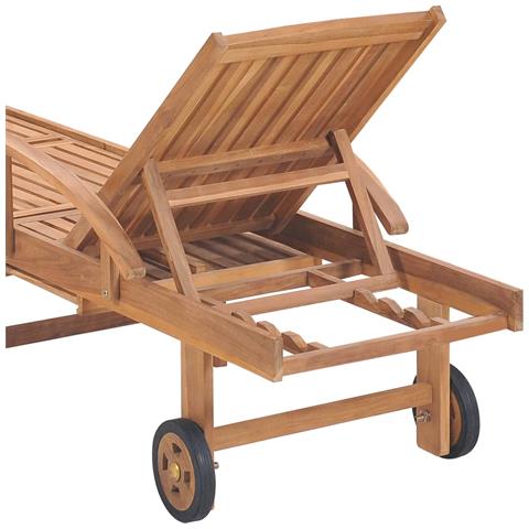 Lettino Prendisole con Cuscino Beige in Massello di Teak - Foto 2