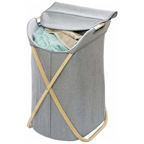 Bahari Cesto Portabiancheria In Poliestere E Cotone Su Telaio Pieghevole - 79 L, 68 X 46 X 40 Cm, Wenko - Foto 7
