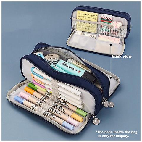 Astuccio Portapenne WEMATE Grande Capacità - 5 Scomparti Con Cerniera, Per Scuola, Ufficio, Nero - Foto 10