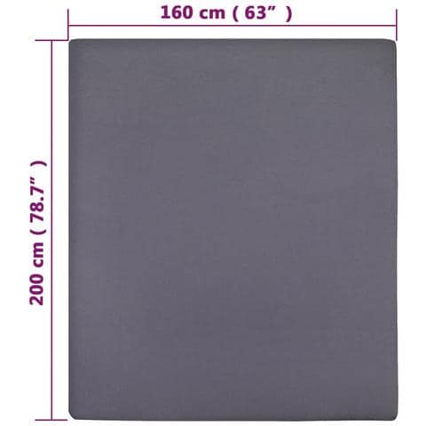 Lenzuolo Con Angoli Jersey Antracite 160x200 Cm Cotone - Foto 2