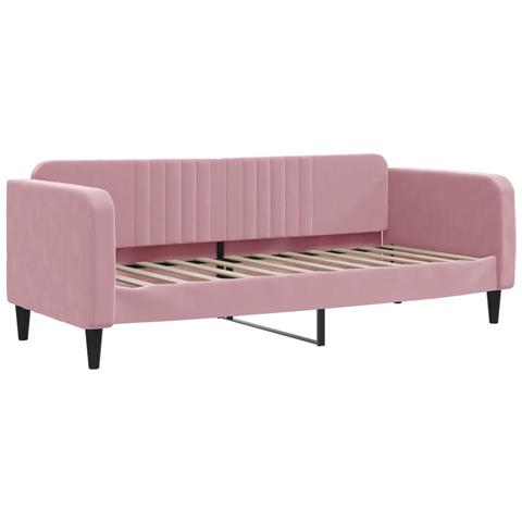 Divano Letto Estraibile Con Cassetti Rosa 80x200 Cm Velluto - Foto 2