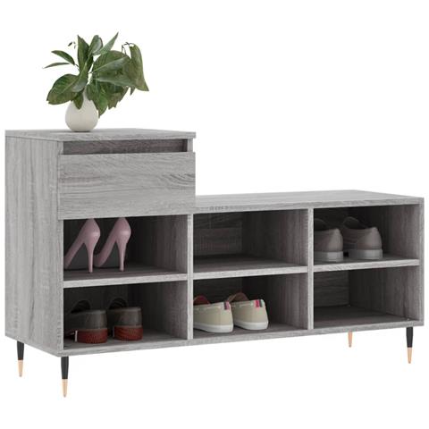 Scarpiera Grigio Sonoma 102x36x60 Cm In Legno Multistrato - Foto 2