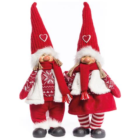 Coppia Pupazzo Bambola Arredo Decorativo Natalizio Modello Lullaby Lui E Lei 48cm Coppia Pupazzo Rosso - Foto 1