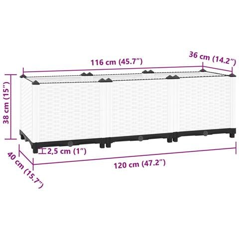 Fioriera Rialzata 120x40x38 Cm In Polipropilene - Foto 8