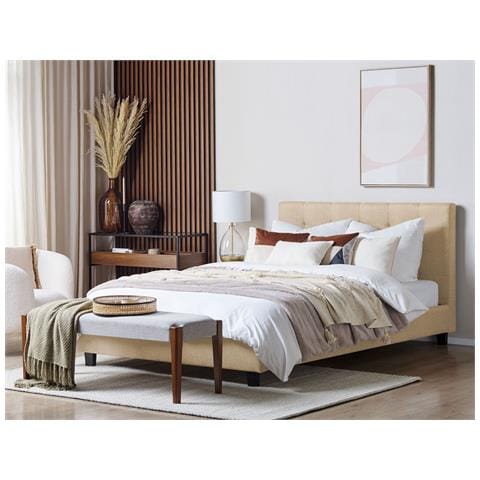 Letto Ad Acqua Tessuto La Rochelle 180 X 200 Cm Beige - Foto 1