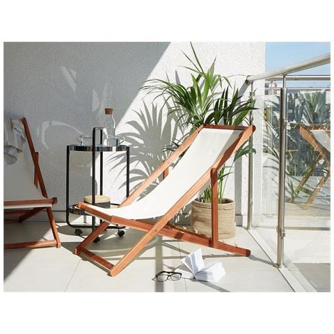 Sdraio Da Giardino Legno Di Acacia Scuro Con 2 Tessuti Intercambiabili Anzio - Foto 1