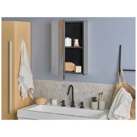 Armadio A Muro Per Specchio Da Bagno Led Cameron 40 Cm 60 Cm Nero - Foto 1