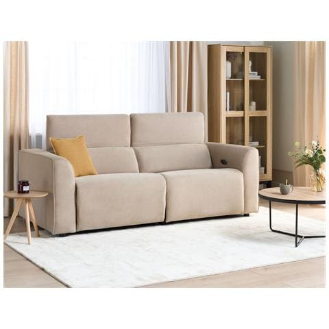 Beliani Ulven Velluto A Coste Beige Sabbia Con Porta Usb Posti