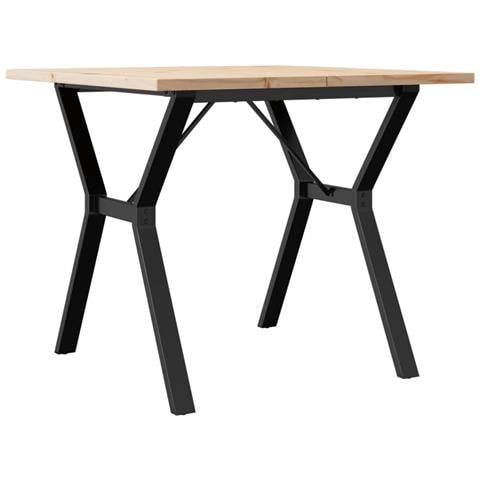 Tavolo Da Pranzo Telaio A Y 90x90x75,5 Cm Massello Pino E Ghisa - Foto 2