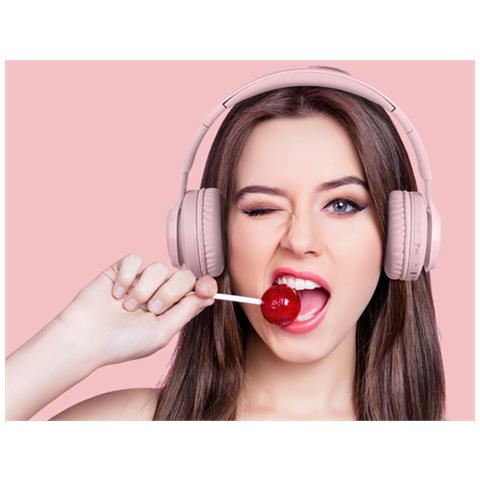 Cuffie Bluetooth 5.0 Con Retroilluminazione Led Modello Rabbix, Rosa - Foto 2