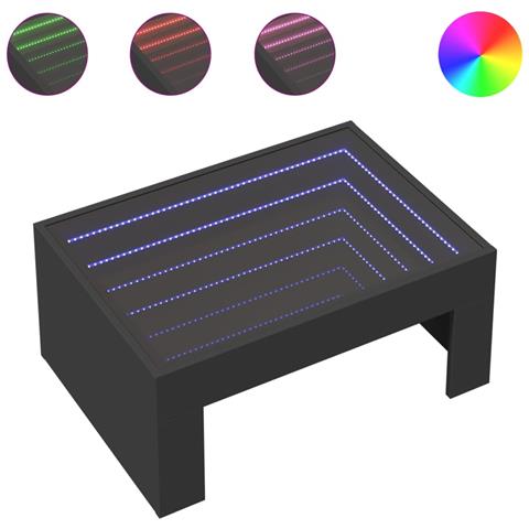 Tavolino Da Salotto Con Led Infinity Nero 70x50x30 Cm - Foto 2