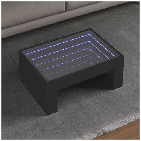 Tavolino Da Salotto Con Led Infinity Nero 70x50x30 Cm - Foto 1