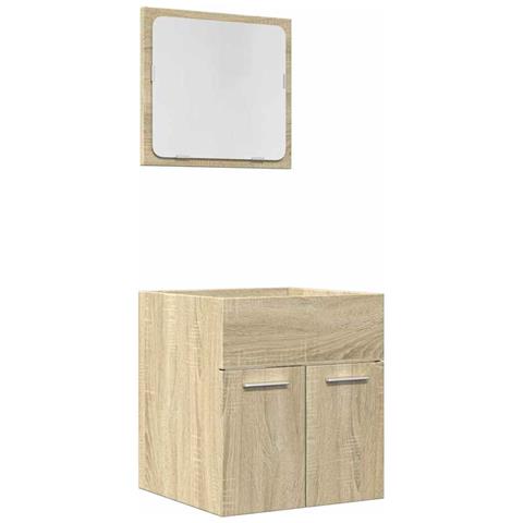 Set Mobili Da Bagno 2 Pz Rovere Sonoma In Legno Multistrato - Foto 1
