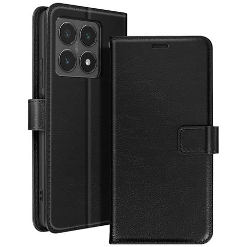 Custodia A Libro Per Xiaomi 14t Protezione Con Cinghia A Mano, Nero - Foto 1