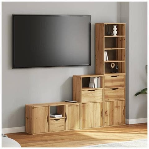 Mobile TV 5 pz con Contenitore ODDA in Legno Massello di Pino - Foto 1