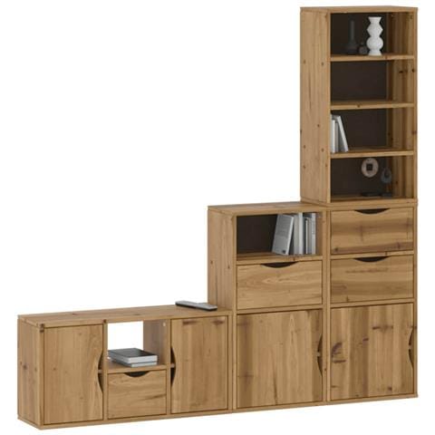 Mobile TV 5 pz con Contenitore ODDA in Legno Massello di Pino - Foto 9